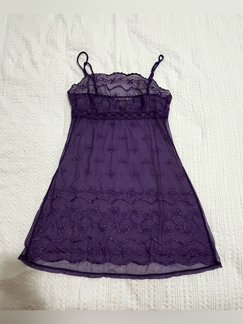 Victoria’s Secret Purple Chemise Nightdress Vintage Y2K Slip Dress Mesh Lace